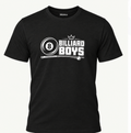 Billiard Boys House Logo Tee in Onyx with Billiardboys neck tag, front view