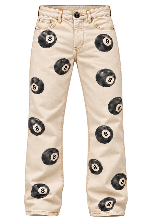 Ivory 8-ball jeans front view with transparent background
