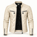 Billiard Boys ivory motorcycle jacket with 8-ball zipper pulls